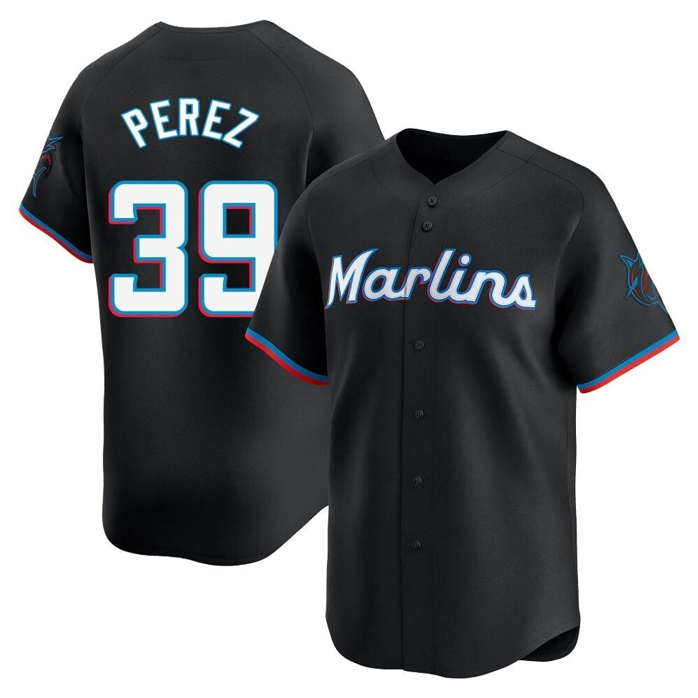 Jamed M.Marlins #39 Eury Perez Player Black  Home Limited Stitched Jerseys
