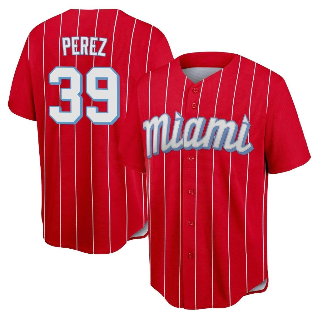 Jamed M.Marlins #39 Eury Perez Player Red City Connect Home Game Stitched Jerseys