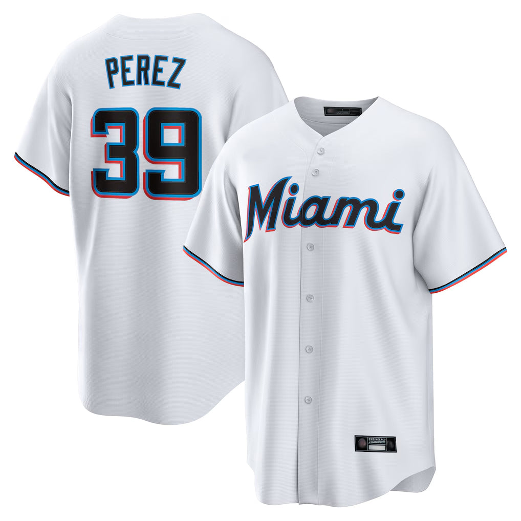 Jamed M.Marlins #39 Eury Perez Player White  Home Game Stitched Jerseys