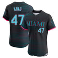 Jamed M.Marlins #47 John King Player Black City Connect Home Limited Elite Stitched Jerseys