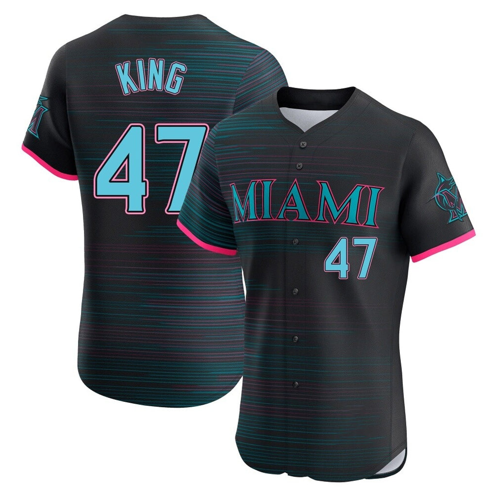 Jamed M.Marlins #47 John King Player Black City Connect Home Limited Elite Stitched Jerseys
