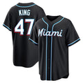 Jamed M.Marlins #47 John King Player Black Fashion Out Home Game Stitched Jerseys