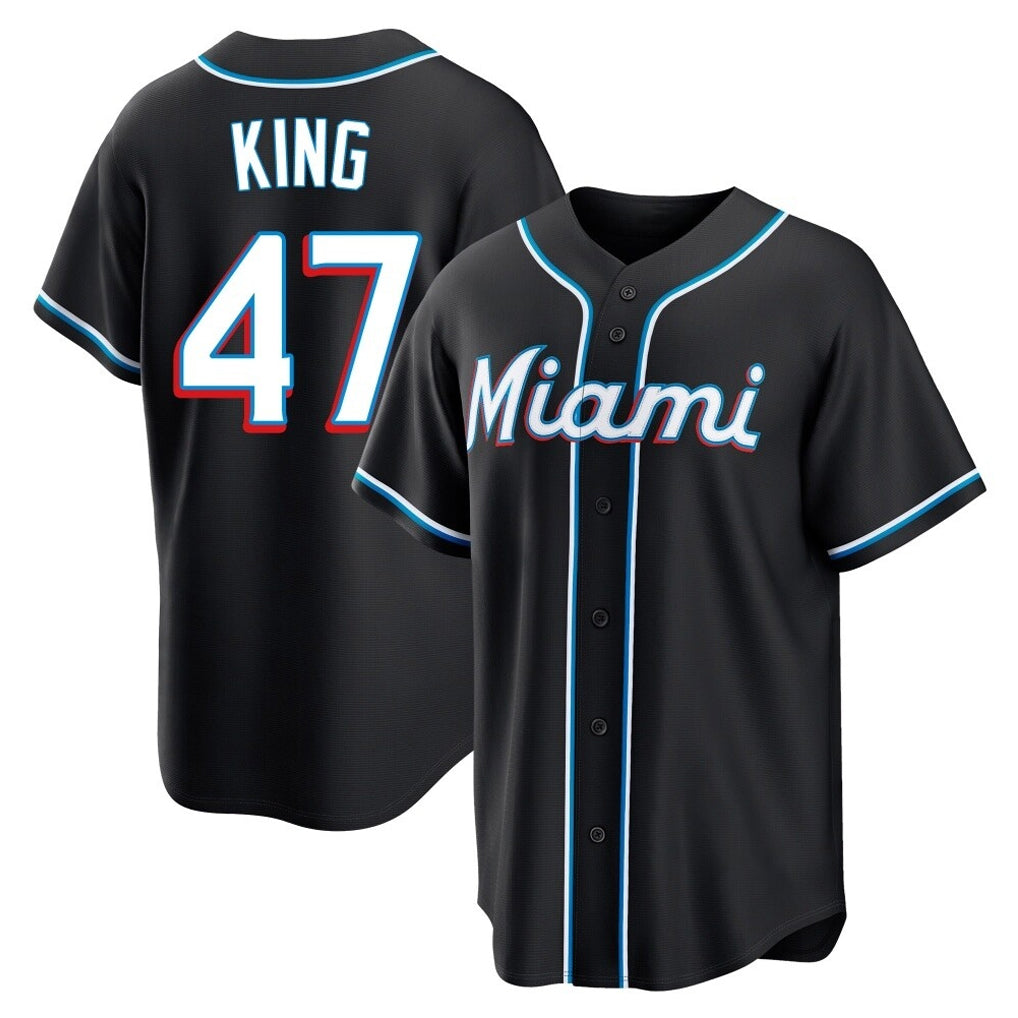 Jamed M.Marlins #47 John King Player Black Fashion Out Home Game Stitched Jerseys