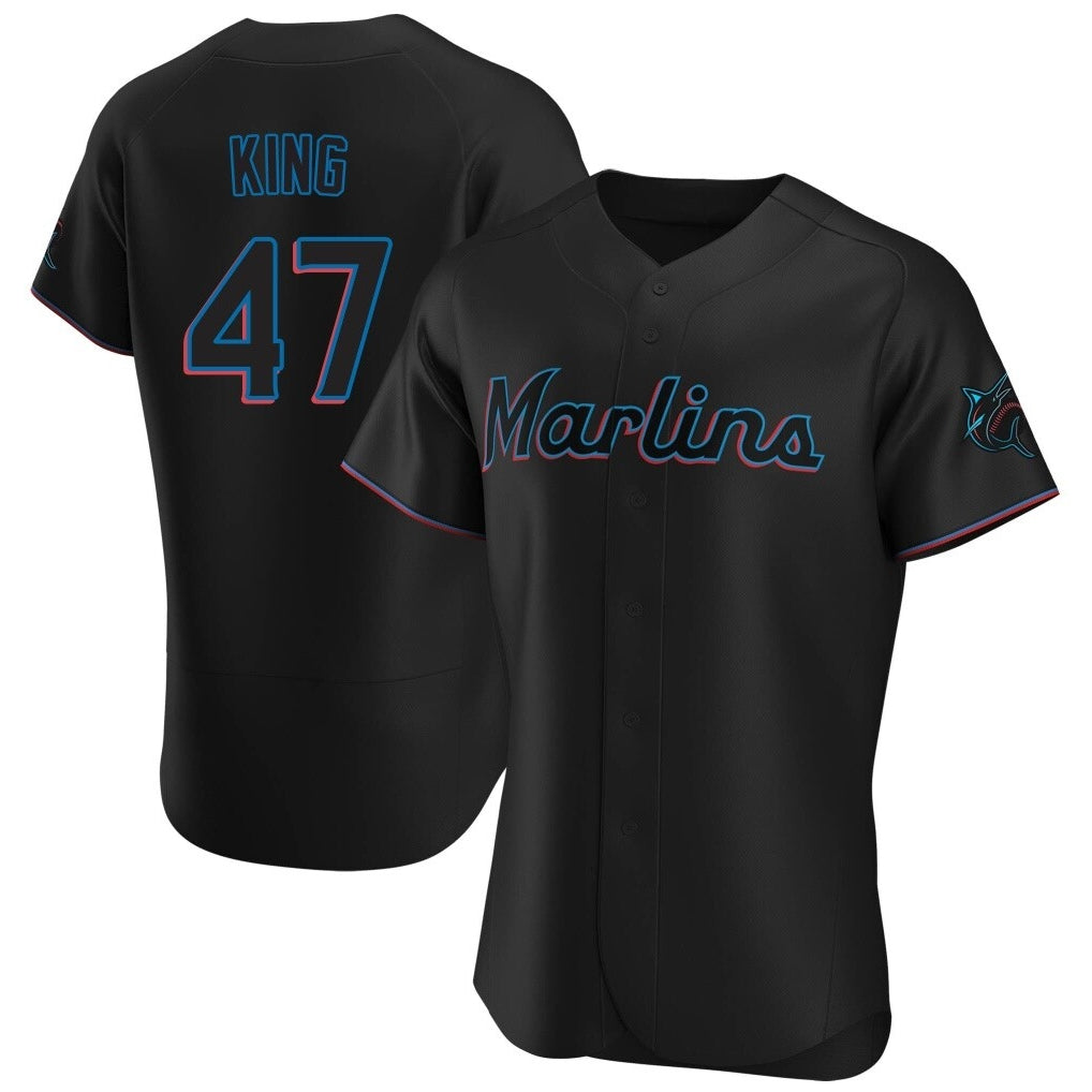 Jamed M.Marlins #47 John King Player Black Home Limited Elite Stitched Jerseys
