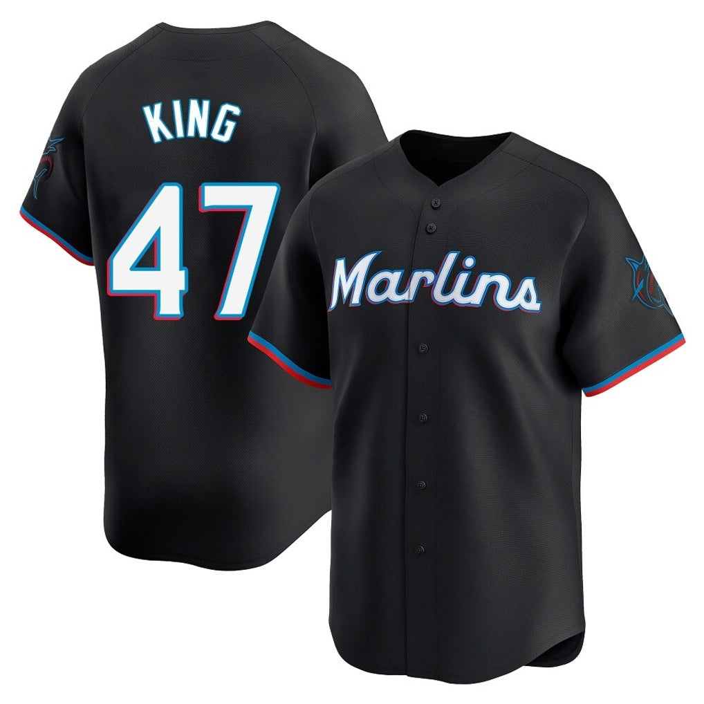 Jamed M.Marlins #47 John King Player Black Home Limited Stitched Jerseys