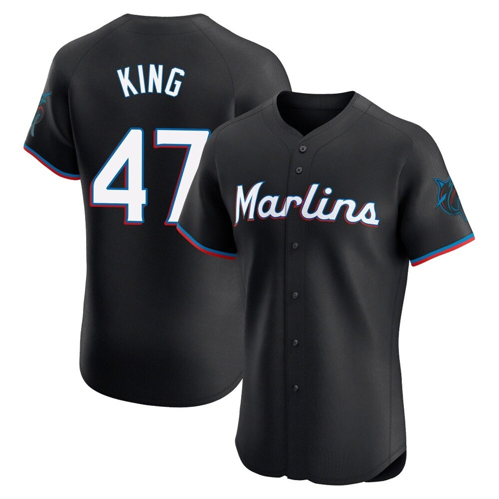 Jamed M.Marlins #47 John King Player Black Vapor Home Limited Elite Stitched Jerseys