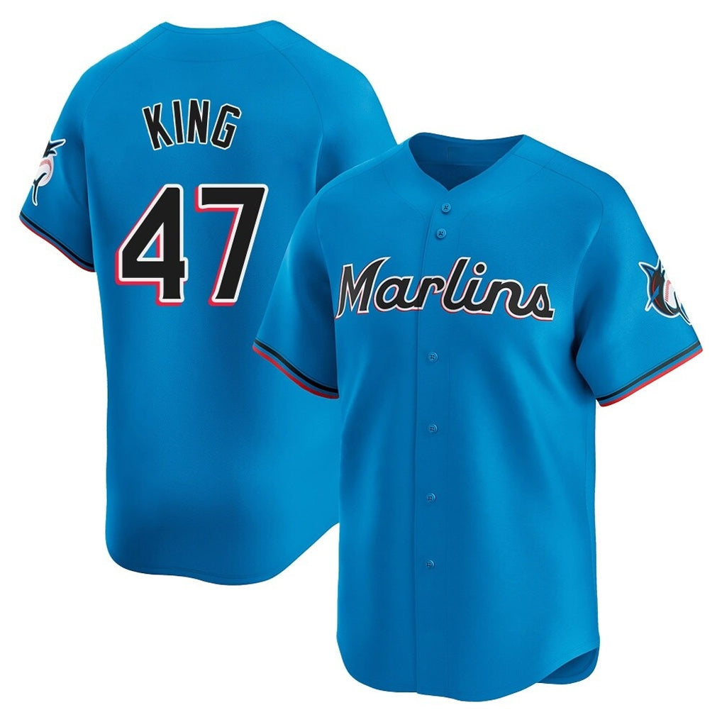 Jamed M.Marlins #47 John King Player Blue Home Limited Stitched Jerseys