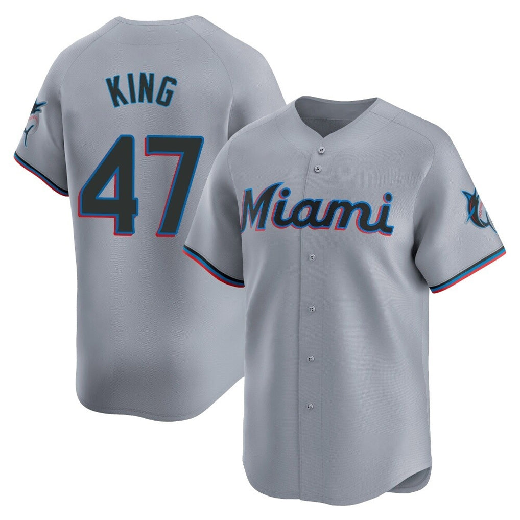 Jamed M.Marlins #47 John King Player Gray  Home Limited Stitched Jerseys