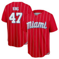 Jamed M.Marlins #47 John King Player Red City Connect Home Game Stitched Jerseys