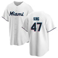 Jamed M.Marlins #47 John King Player White  Home Game Stitched Jerseys