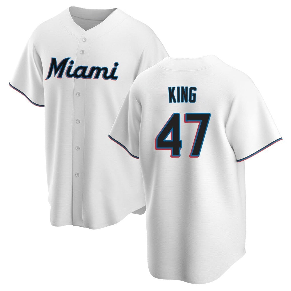 Jamed M.Marlins #47 John King Player White  Home Game Stitched Jerseys
