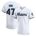 Jamed M.Marlins #47 John King Player White  Home Limited Elite Stitched Jerseys