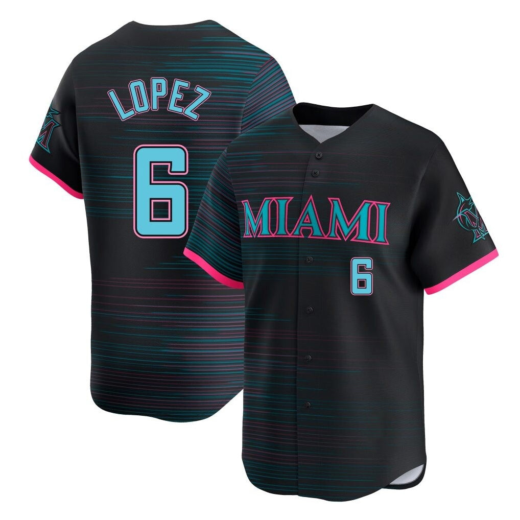 Jamed M.Marlins #6 Otto Lopez Player Black City Connect Home Limited Stitched Jerseys