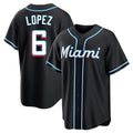 Jamed M.Marlins #6 Otto Lopez Player Black Fashion Out Home Game Stitched Jerseys