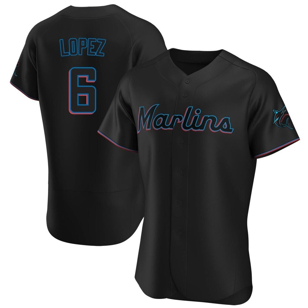 Jamed M.Marlins #6 Otto Lopez Player Black Home Limited Elite Stitched Jerseys