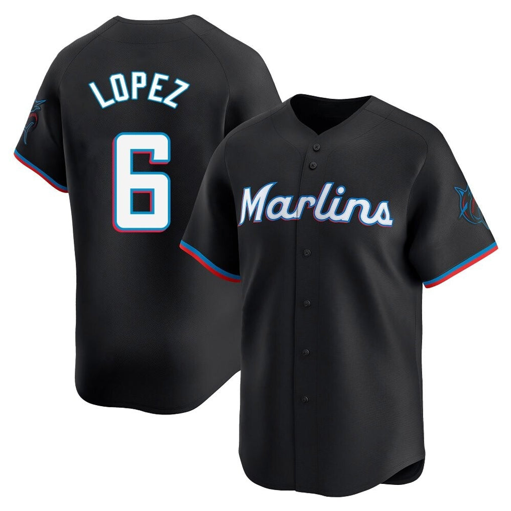 Jamed M.Marlins #6 Otto Lopez Player Black  Home Limited Stitched Jerseys