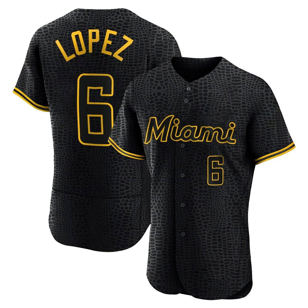 Jamed M.Marlins #6 Otto Lopez Player Black Snake Skin City Home Limited Elite Stitched Jerseys