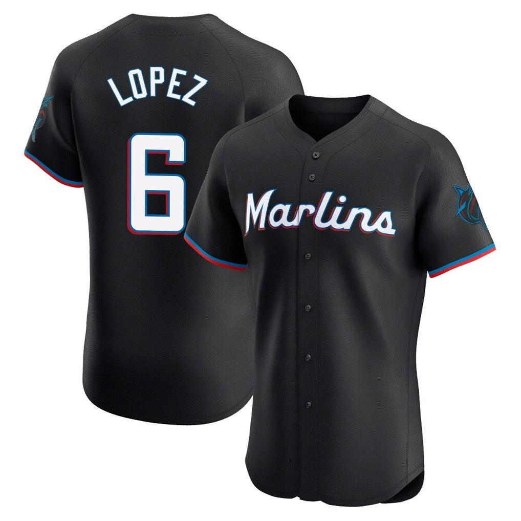 Jamed M.Marlins #6 Otto Lopez Player Black Vapor Home Limited Elite Stitched Jerseys
