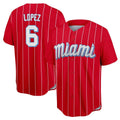 Jamed M.Marlins #6 Otto Lopez Player Red City Connect Home Game Stitched Jerseys