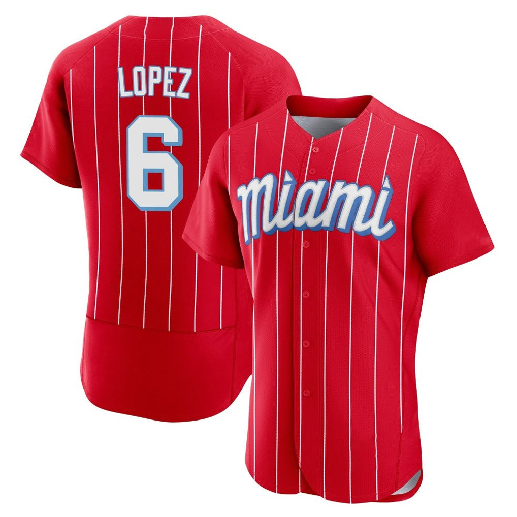 Jamed M.Marlins #6 Otto Lopez Player Red City Connect Home Limited Elite Stitched Jerseys
