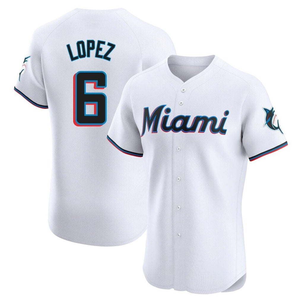 Jamed M.Marlins #6 Otto Lopez Player White  Home Limited Elite Stitched Jerseys