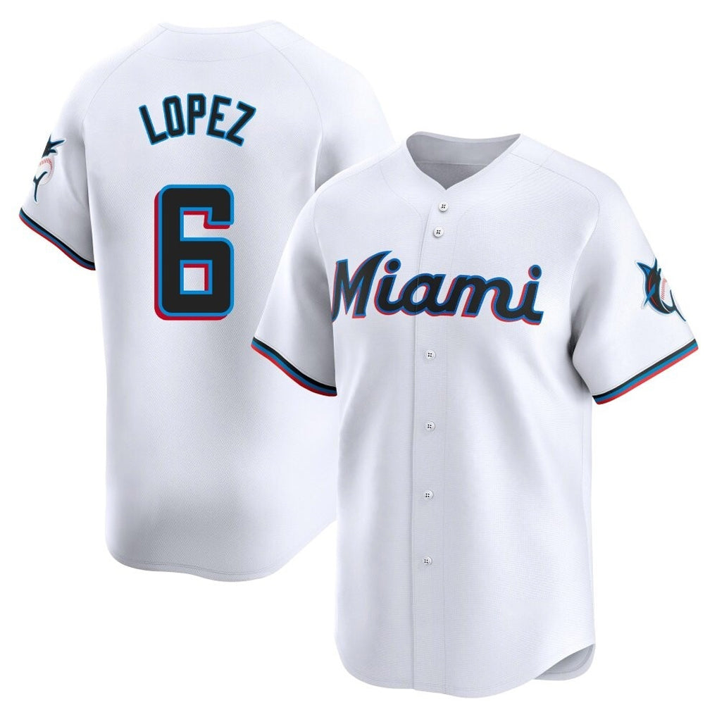 Jamed M.Marlins #6 Otto Lopez Player White  Home Limited Stitched Jerseys