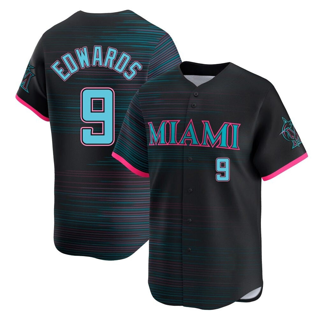 Jamed M.Marlins #9 Xavier Edwards Player Black City Connect Home Limited Stitched Jerseys