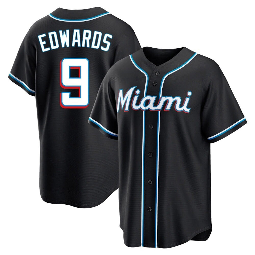 Jamed M.Marlins #9 Xavier Edwards Player Black Fashion Out Home Game Stitched Jerseys