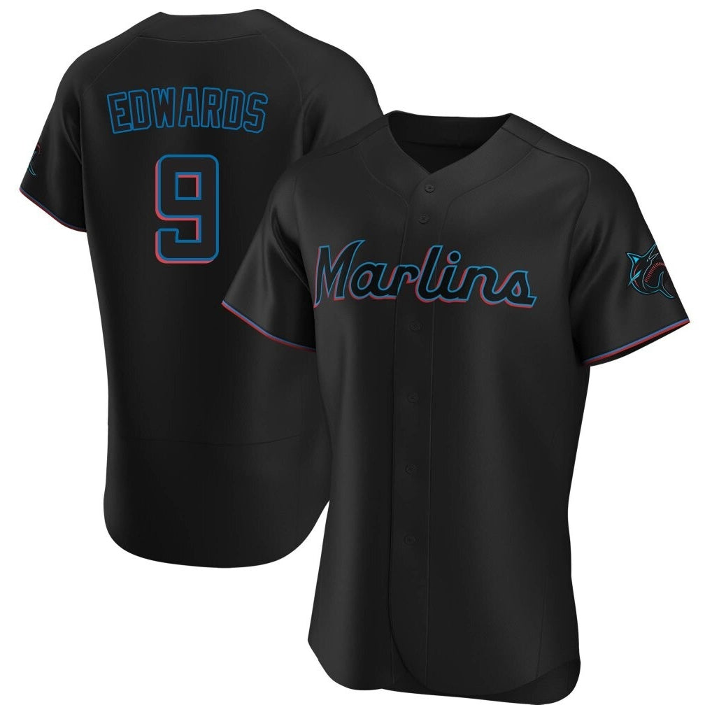 Jamed M.Marlins #9 Xavier Edwards Player Black Home Limited Elite Stitched Jerseys