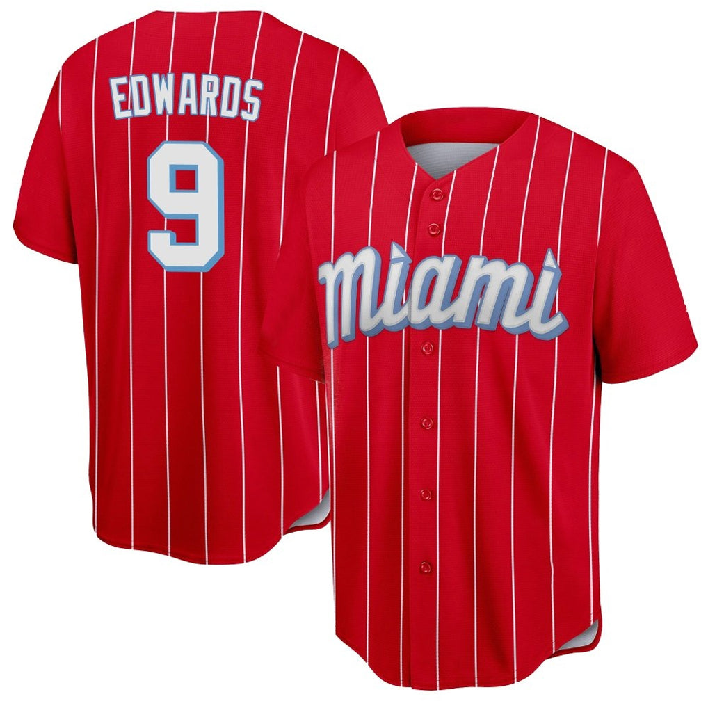 Jamed M.Marlins #9 Xavier Edwards Player Red City Connect Home Game Stitched Jerseys