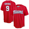 Jamed M.Marlins #9 Xavier Edwards Player Red City Connect Home Game Stitched Jerseys