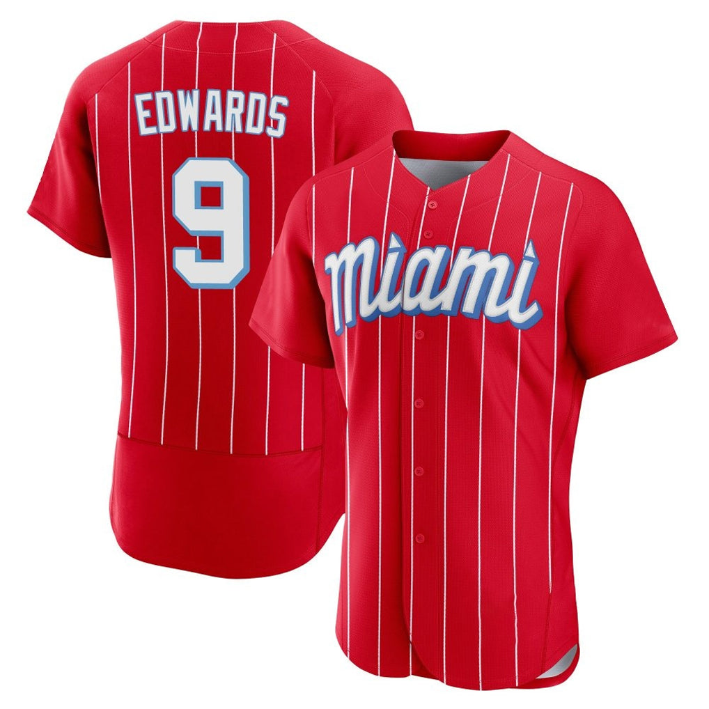 Jamed M.Marlins #9 Xavier Edwards Player Red City Connect Home Limited Elite Stitched Jerseys