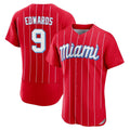 Jamed M.Marlins #9 Xavier Edwards Player Red City Connect Home Limited Elite Stitched Jerseys
