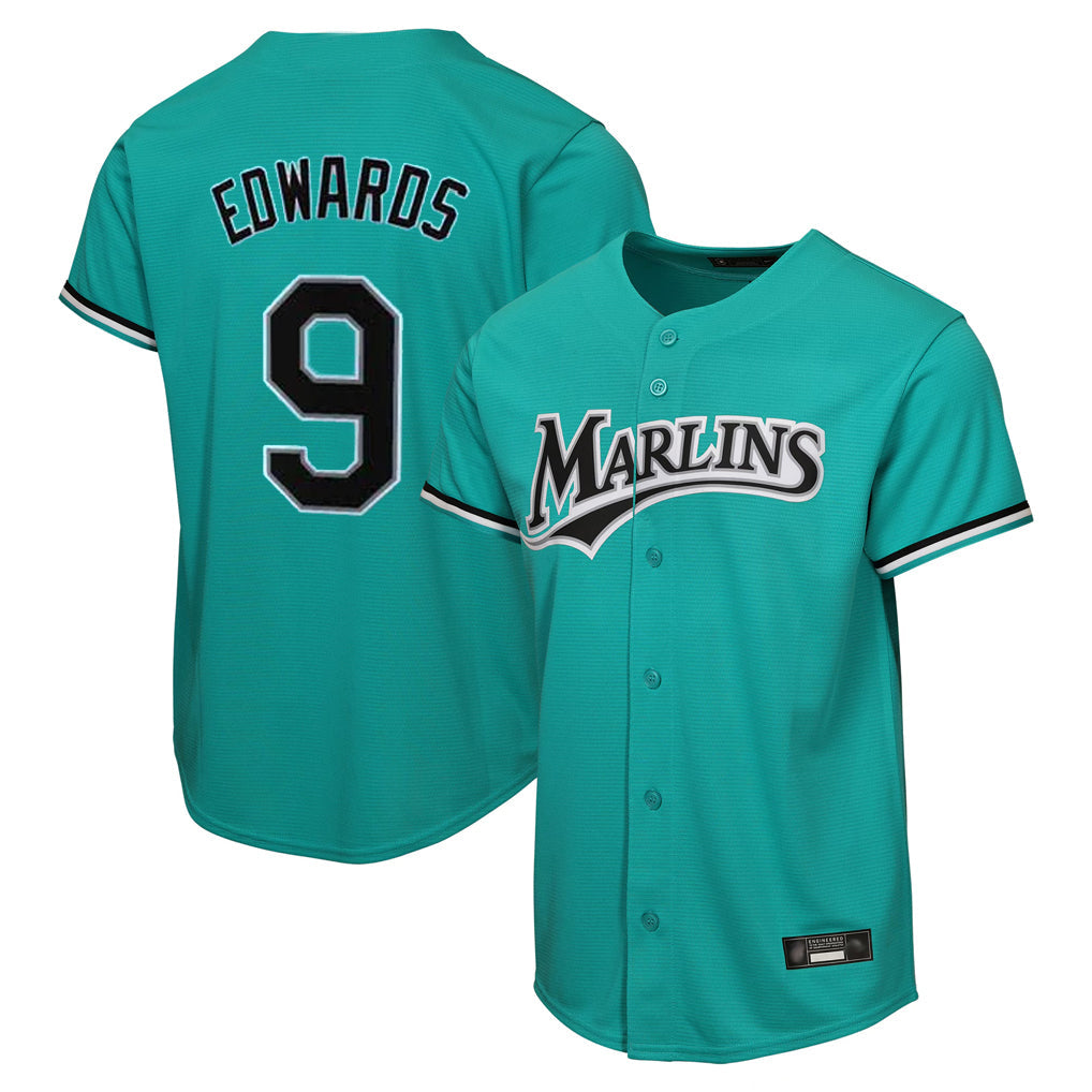 Jamed M.Marlins #9 Xavier Edwards Player Teal Home Game Stitched Jerseys