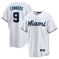 Jamed M.Marlins #9 Xavier Edwards Player White  Home Game Stitched Jerseys