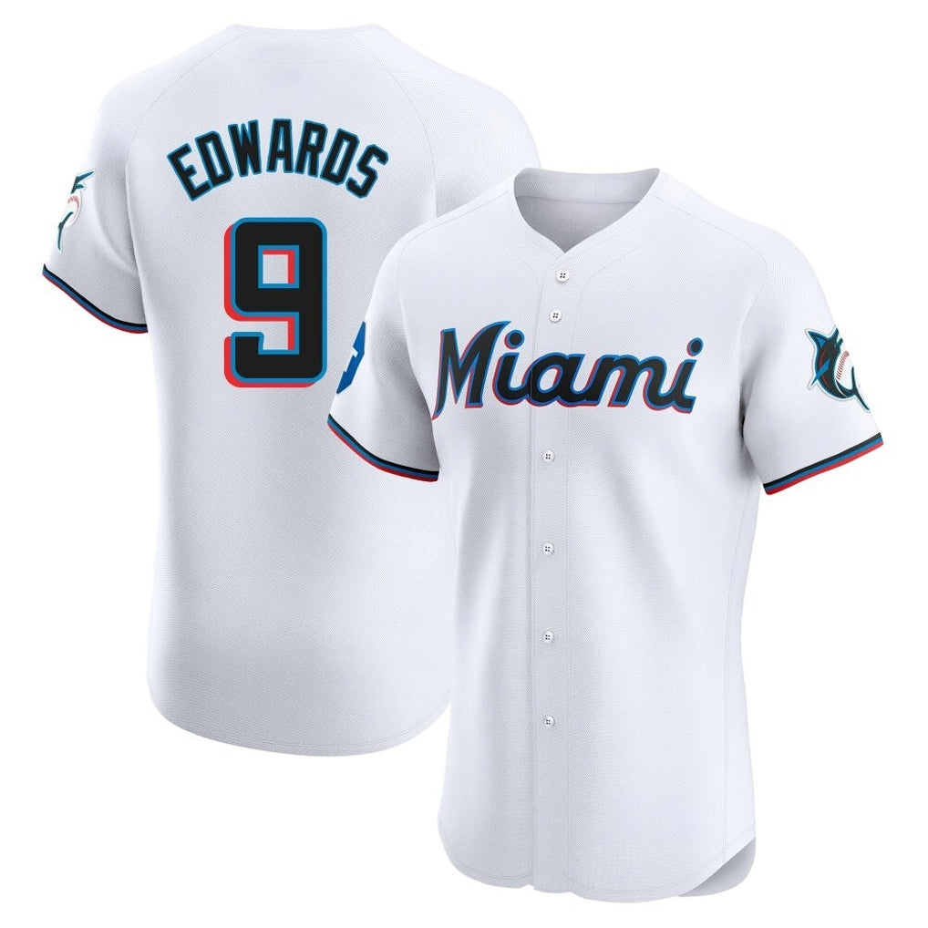 Jamed M.Marlins #9 Xavier Edwards Player White  Home Limited Elite Stitched Jerseys