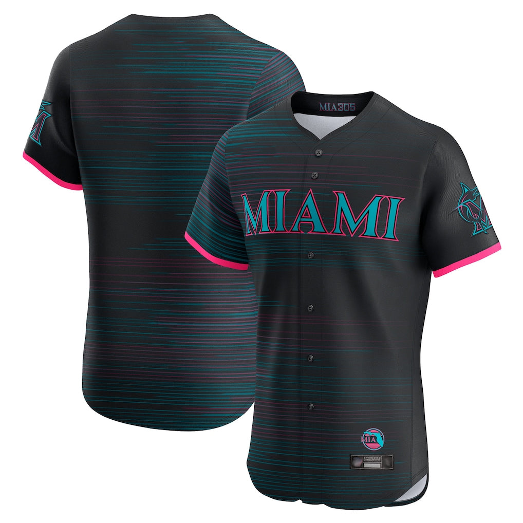 Jamed M.Marlins Blank Player Black City Connect Home Limited Elite Stitched Jerseys