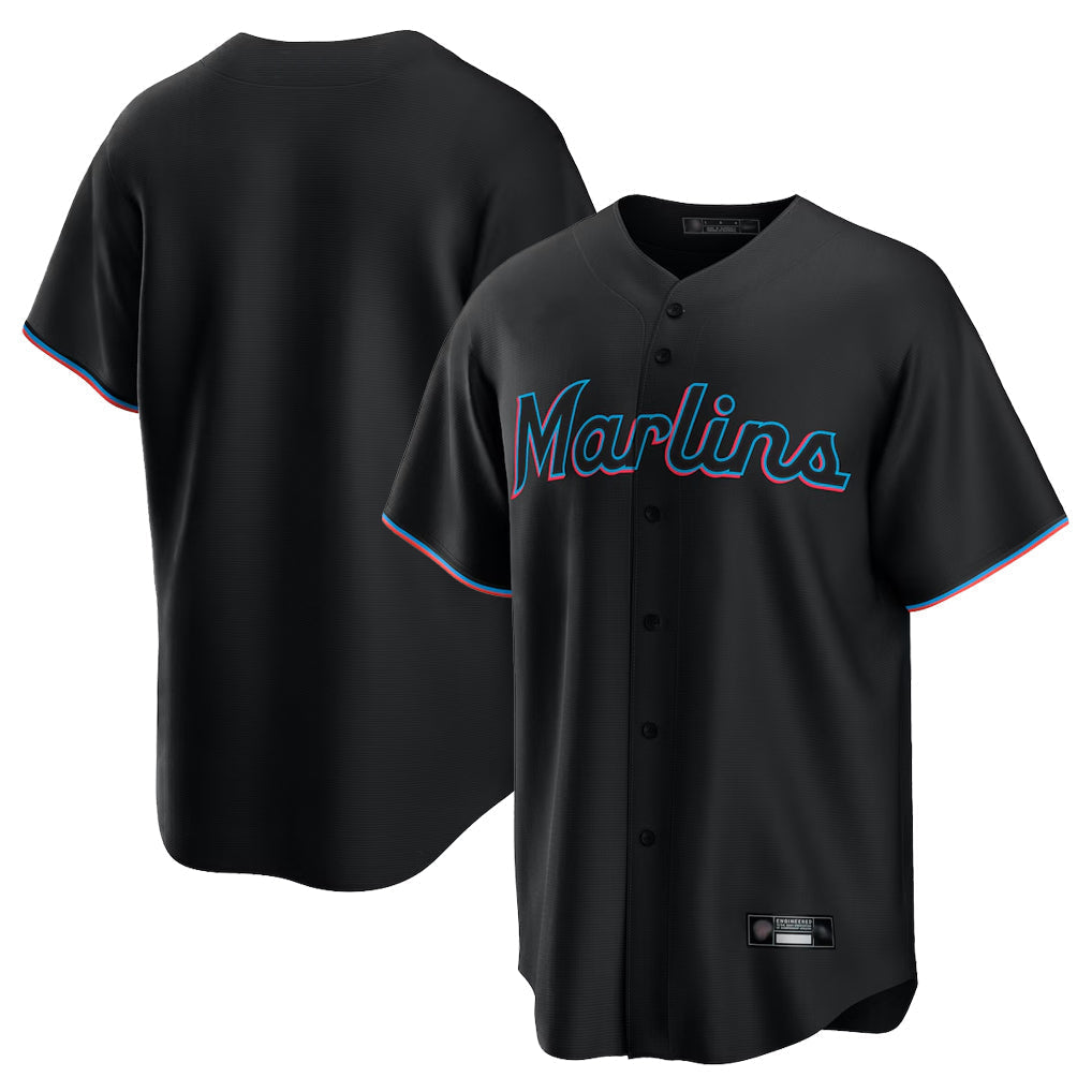 Jamed M.Marlins Blank Player Black  Home Game Stitched Jerseys