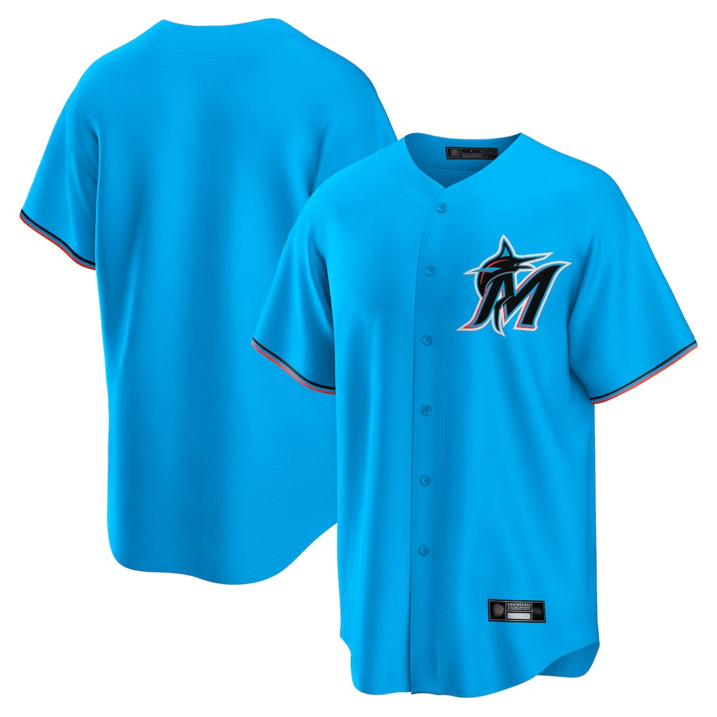 Jamed M.Marlins Blank Player Blue Home Game Stitched Jerseys