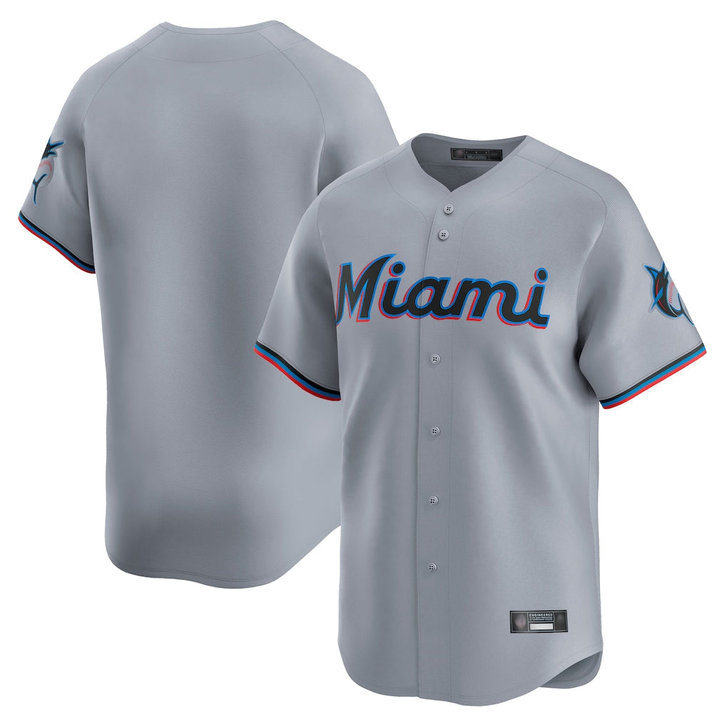 Jamed M.Marlins Blank Player Gray Home Limited Stitched Jerseys