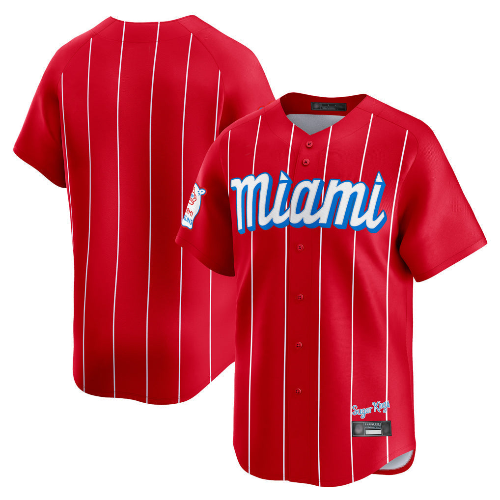 Jamed M.Marlins Blank Player Red City Connect Home Game Stitched Jerseys