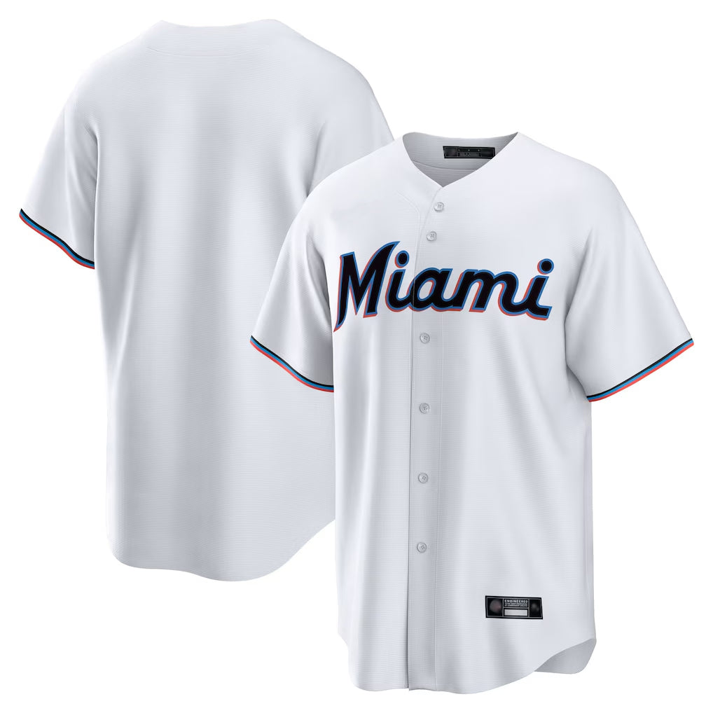 Jamed M.Marlins Blank Player White  Home Game Stitched Jerseys