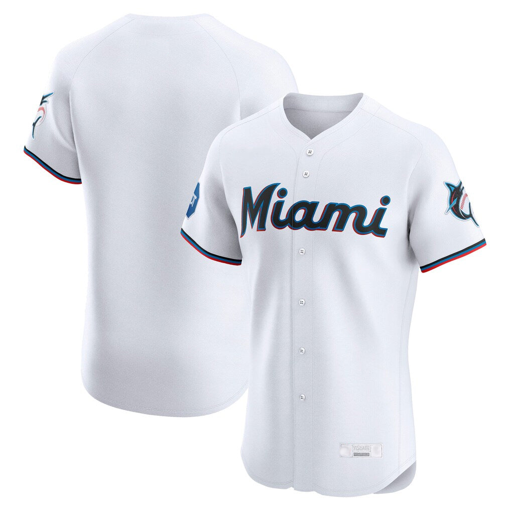 Jamed M.Marlins Blank Player White Home Limited Elite Stitched Jerseys