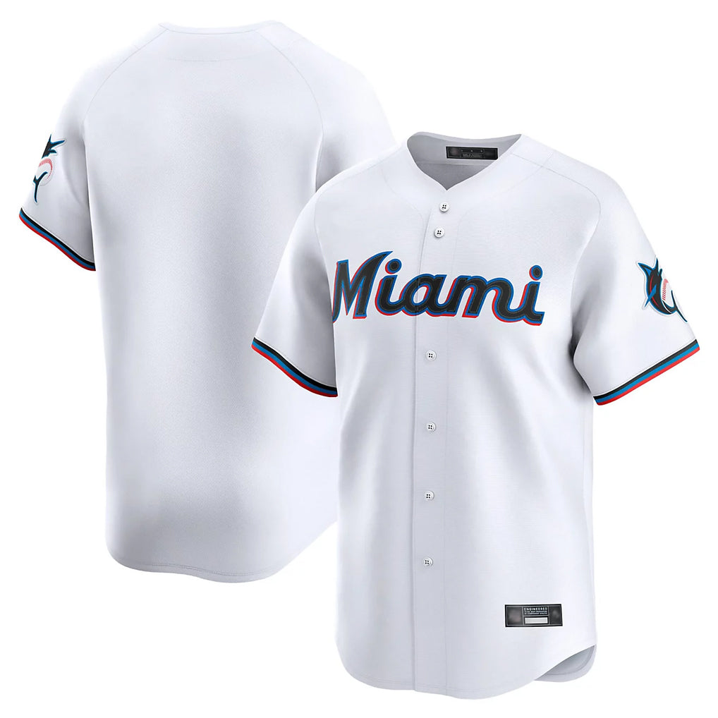 Jamed M.Marlins Blank Player White Home Limited Stitched Jerseys