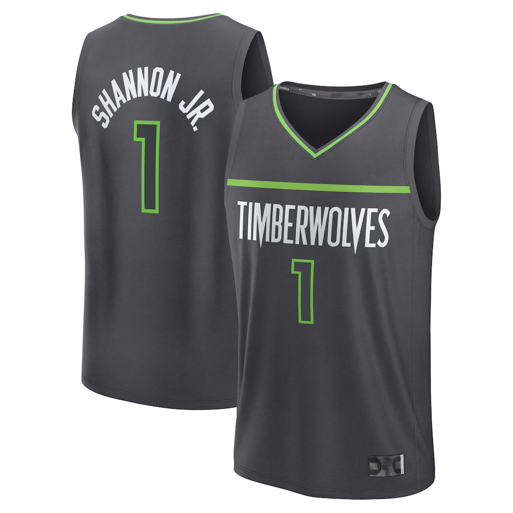 Jamed M.Timberwolves #1 Terrence Shannon Jr. Anthracite Fast Break Replica Stitched Jerseys - Statement Edition