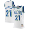 Jamed M.Timberwolves #21 Kevin Garnett Mitchell & Ness White 1995-1996 Hardwood Classics Swingman Stitched Jerseys