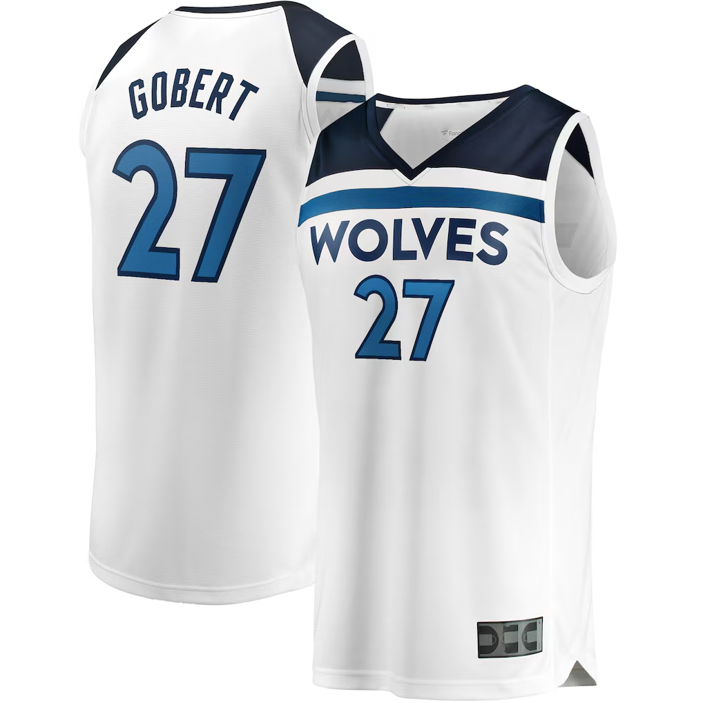 Jamed M.Timberwolves #27 Rudy Gobert White Fast Break Replica Player Stitched Jerseys - Association Edition