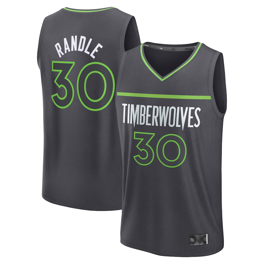 Jamed M.Timberwolves #30 Julius Randle Charcoal Fast Break Replica Player Stitched Jerseys - Statement Edition