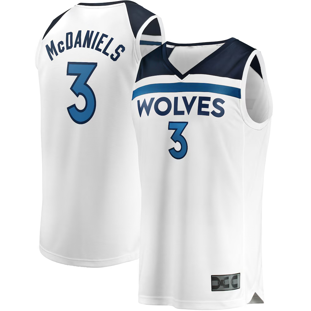 Jamed M.Timberwolves #3 Jaden McDaniels White Fast Break Replica Player Stitched Jerseys - Association Edition