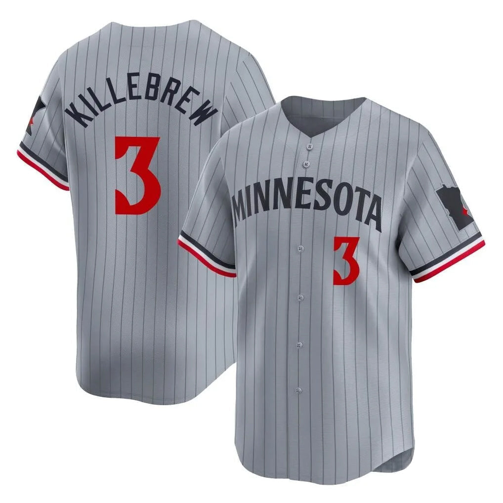 Jamed M.Twins #3 Harmon Killebrew Player Gray Home Limited Stitched Jerseys
